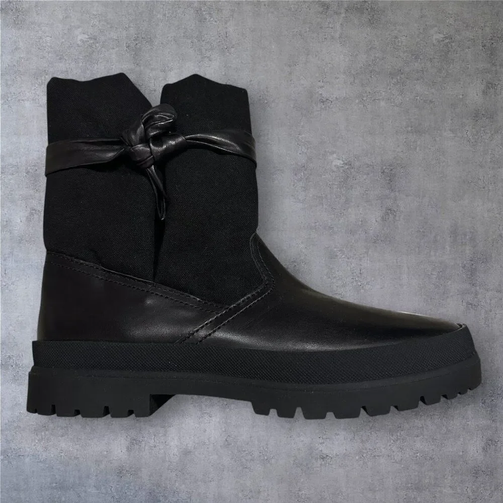 NEW $590 - KENZO Boots/booties Woman's EU SIZE 38 Black LEATHER/CANVAS